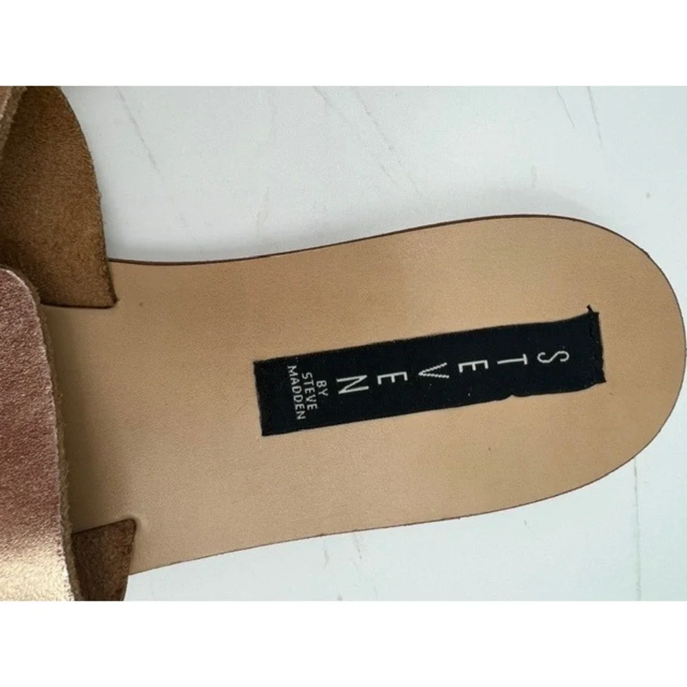 Steven by Steve Madden Greece Sandals Womens 10 Rose Gold Good Metallic Slides